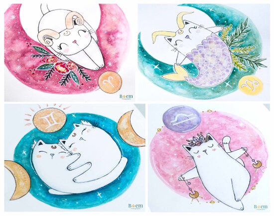 Illustrations Astro Chat - Affiches décoratives